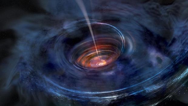 Resultado de imagen de Los giros frenÃ©ticos de un agujero negro hace girar al espacio tiempo